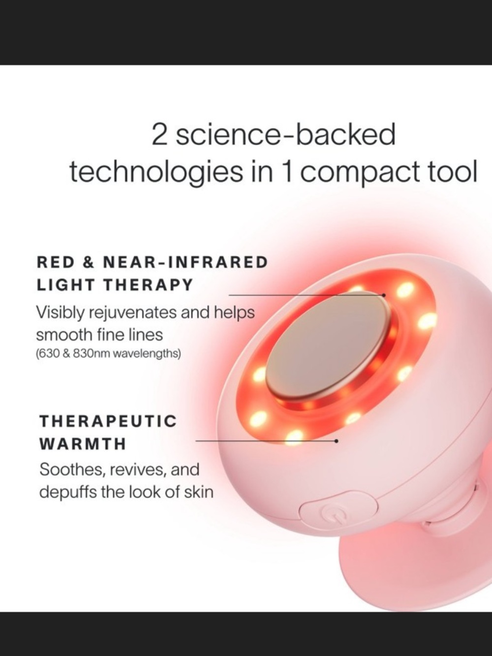 Solawave Pink Red LED Light Facial Toole